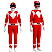 Power Rangers Cosplay Jumpsuit Fancy Dress up costume party Playsuit Costume Cosplay Full Bodysuit Halloween Kids 3D Style XL Size,Red